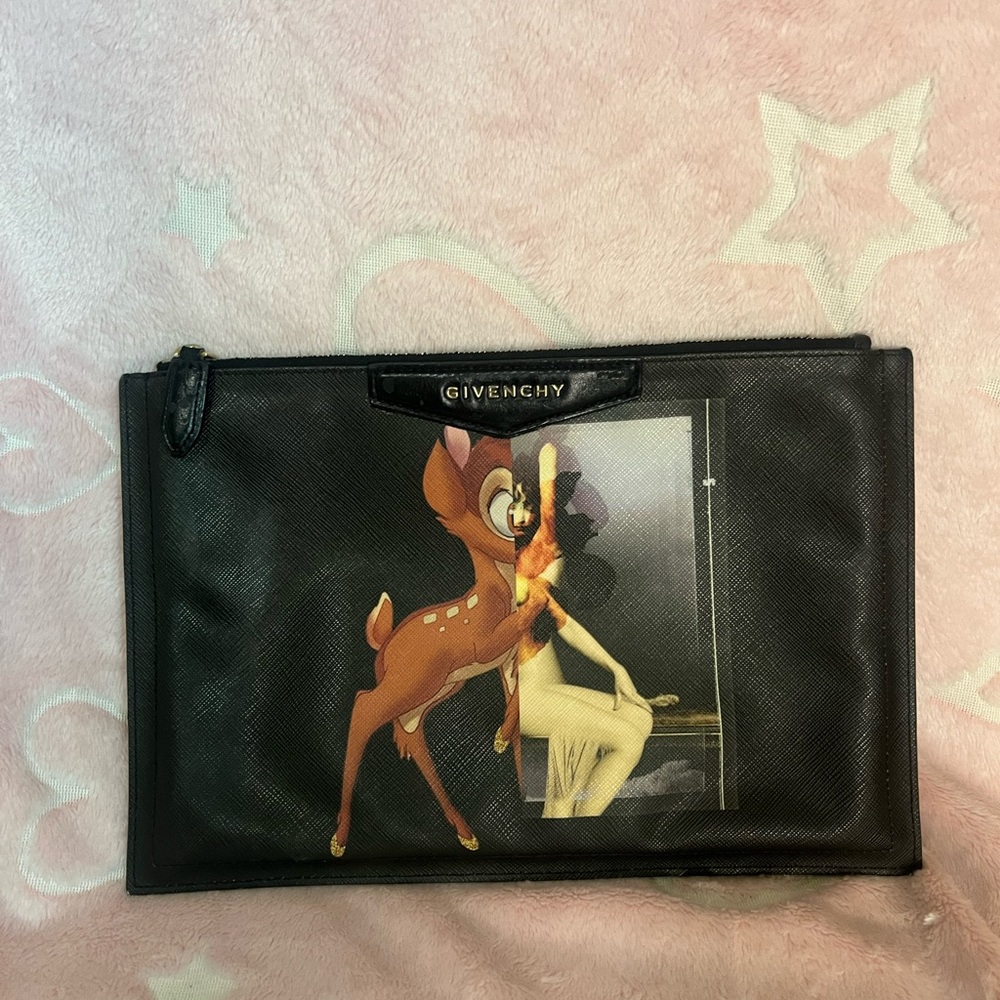 Givenchy Black Clutch with Bambi Print